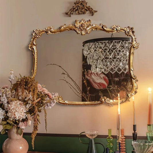 Gold French Mirrors Vintage Aesthetic Bathroom Makeup Mirrors Print Girls Dekoracyjne Lustra Home Decoration Accessories - Pacisia