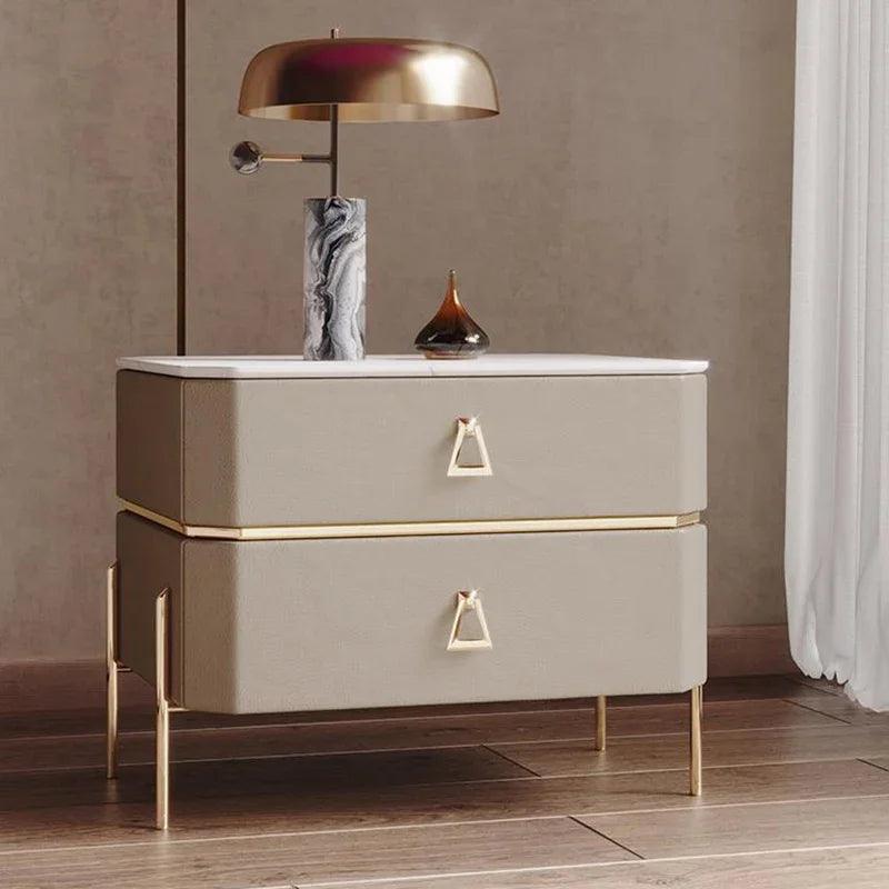 Gold Modern Nightstands Lamp Wireless Charging Smart Drawers Bedside Table Handle Living Room High Quality Mesilla Furniture - Pacisia