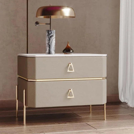 Gold Modern Nightstands Lamp Wireless Charging Smart Drawers Bedside Table Handle Living Room High Quality Mesilla Furniture - Pacisia