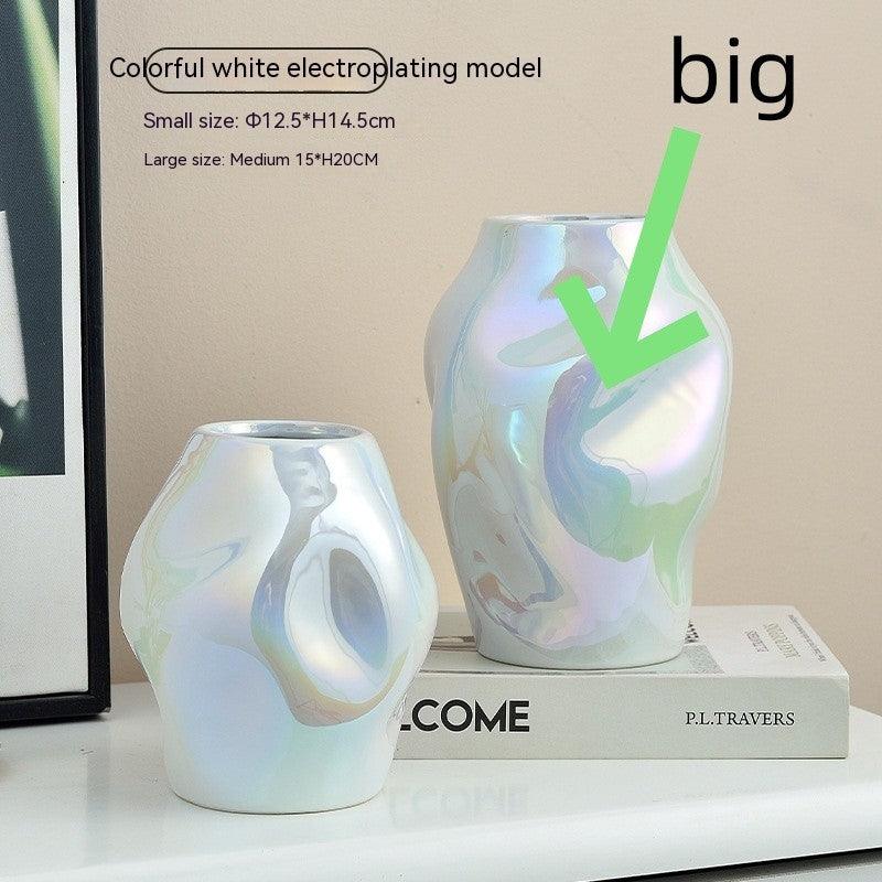 Gold Simple Ceramic Vase Home Flower Arrangement Ornaments - Pacisia