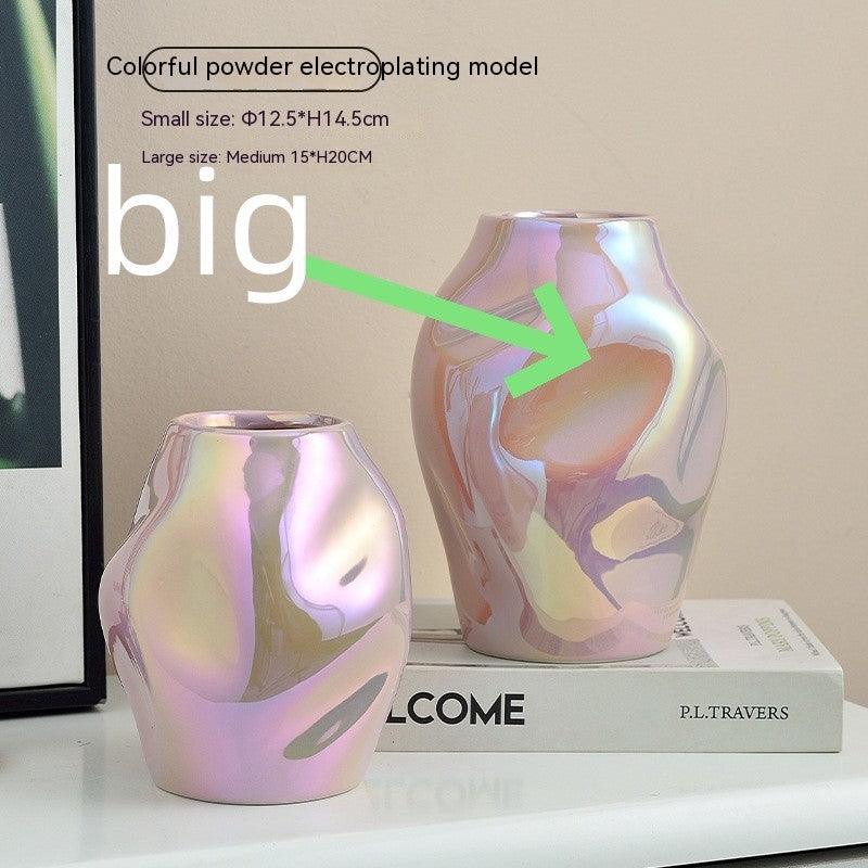 Gold Simple Ceramic Vase Home Flower Arrangement Ornaments - Pacisia