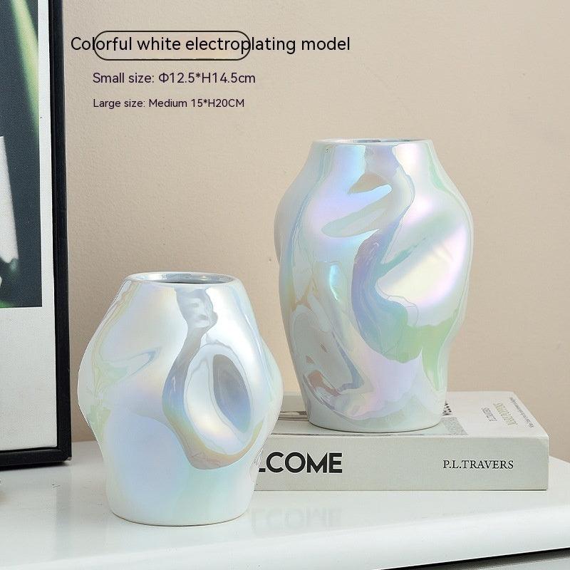 Gold Simple Ceramic Vase Home Flower Arrangement Ornaments - Pacisia