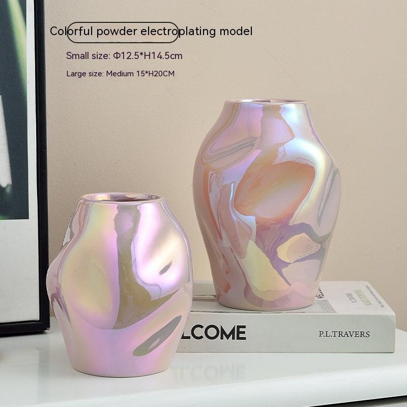 Gold Simple Ceramic Vase Home Flower Arrangement Ornaments - Pacisia