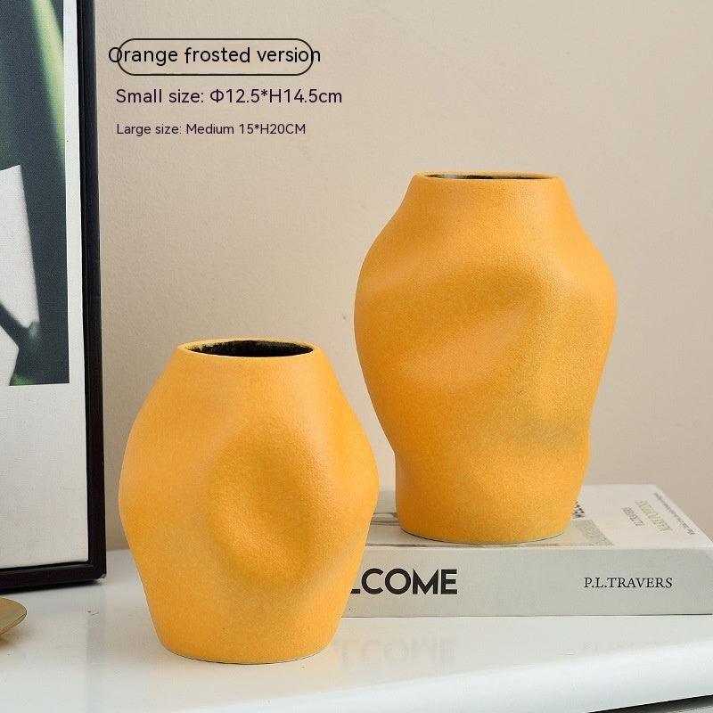 Gold Simple Ceramic Vase Home Flower Arrangement Ornaments - Pacisia