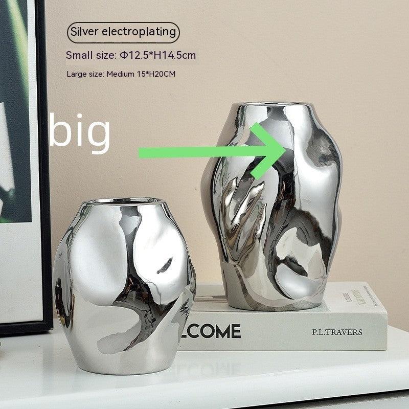 Gold Simple Ceramic Vase Home Flower Arrangement Ornaments - Pacisia