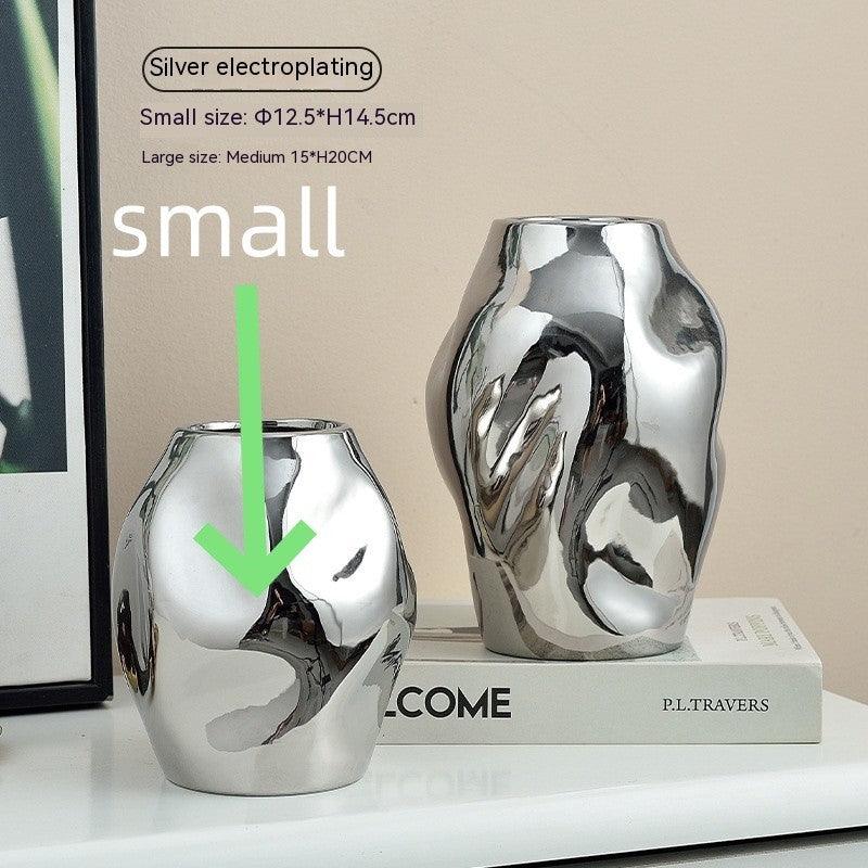 Gold Simple Ceramic Vase Home Flower Arrangement Ornaments - Pacisia