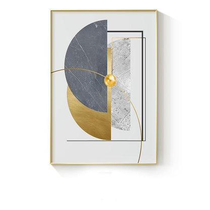 Golden Abstract Geometric Canvas Painting - Modern Wall Art for Home Decoration - Pacisia