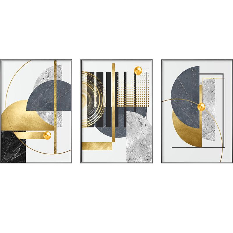 Golden Abstract Geometric Canvas Painting - Modern Wall Art for Home Decoration - Pacisia