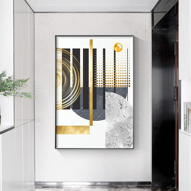 Golden Abstract Geometric Canvas Painting - Modern Wall Art for Home Decoration - Pacisia