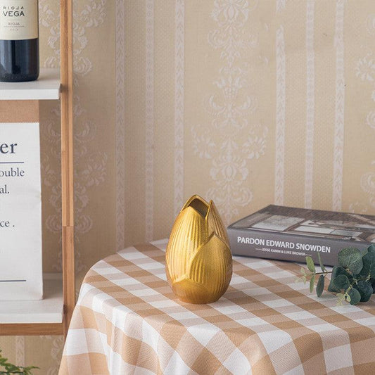 Golden Ceramic Vase Simple European Style Countertop Vase Decoration - Pacisia
