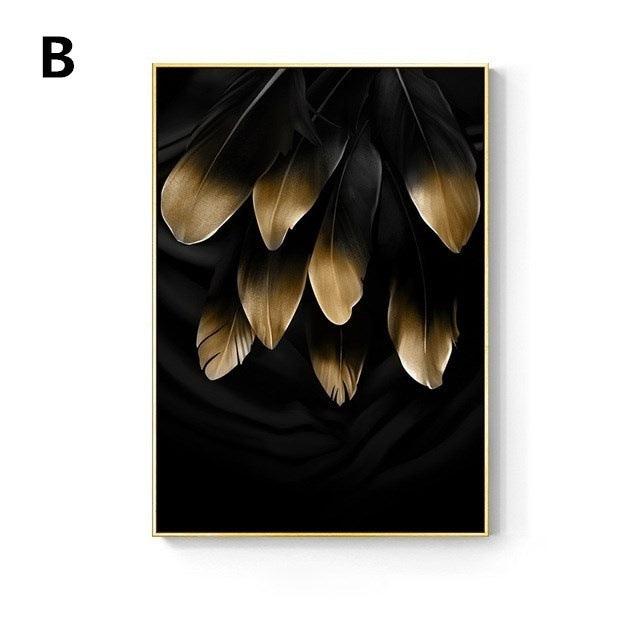 Golden Leaf Canvas Painting - Modern Wall Art Decor for Living Room - Pacisia