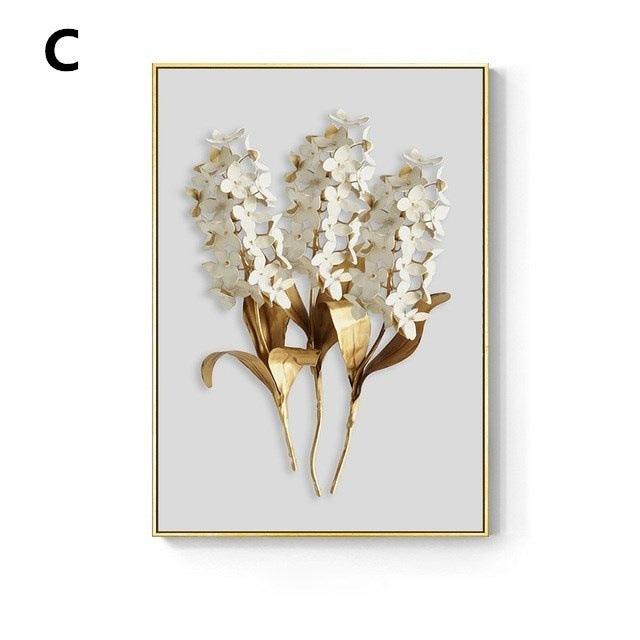 Golden Leaf Canvas Painting - Modern Wall Art Decor for Living Room - Pacisia