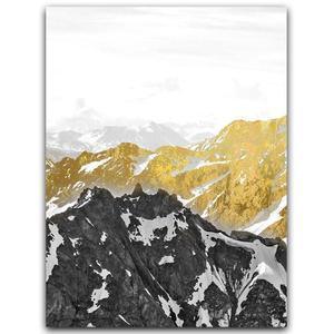 Golden Mountain Range Canvas Painting - Modern Wall Art for Living Room Decor - Pacisia