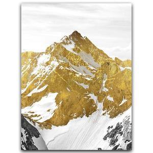 Golden Mountain Range Canvas Painting - Modern Wall Art for Living Room Decor - Pacisia