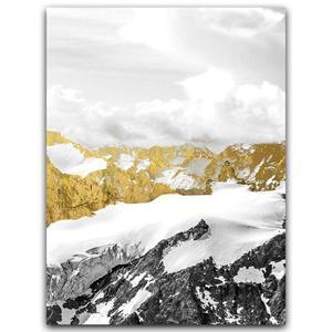 Golden Mountain Range Canvas Painting - Modern Wall Art for Living Room Decor - Pacisia