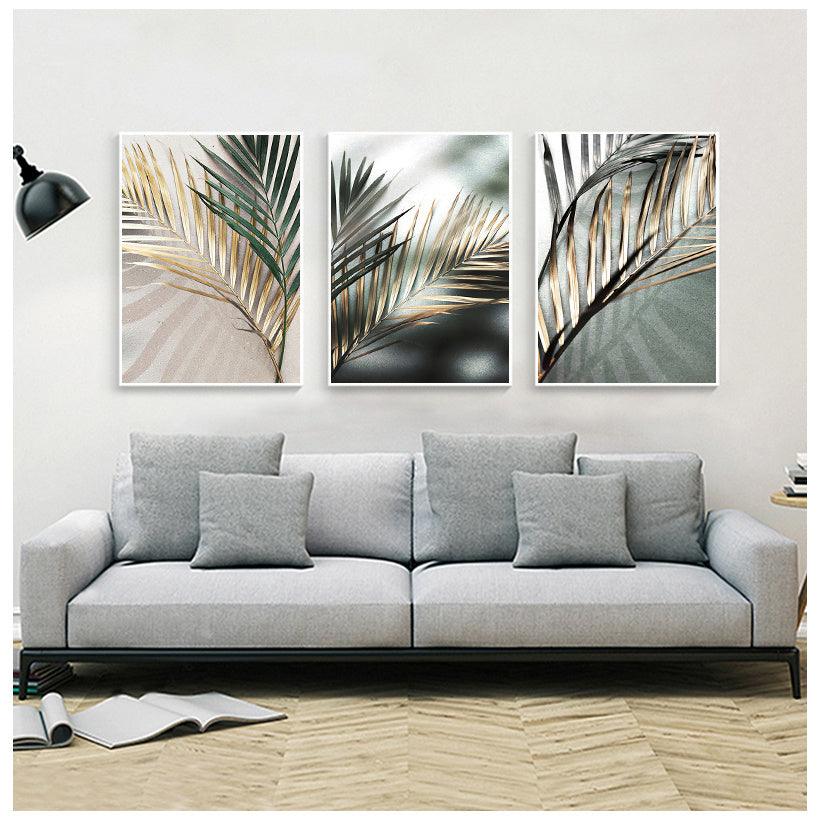 Golden Palm Botanical Canvas Painting - Elegant Home Decor - Pacisia