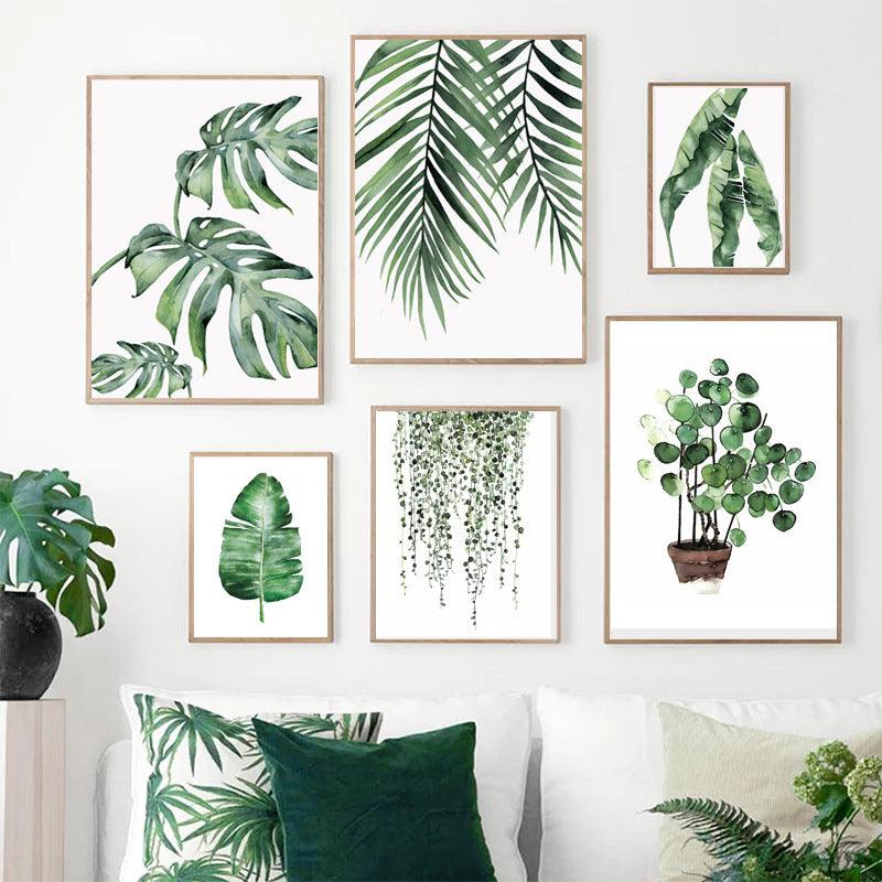 Green Plant Wall Art - Canvas Painting for Living Room Decor - Pacisia