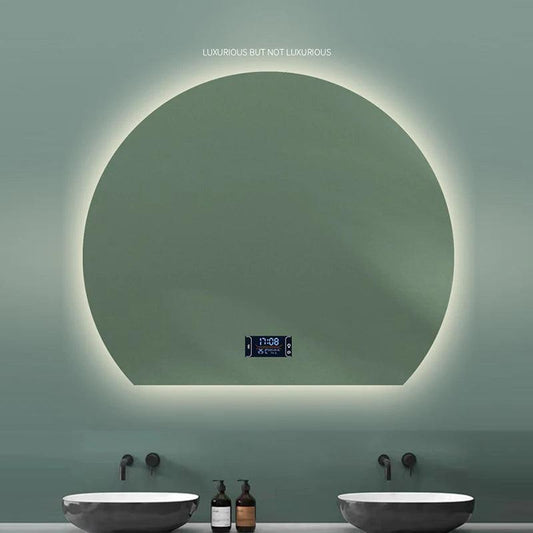 Half Round Smart LED Bathroom Mirror 3 Color Adjustable BackLight With Defogging Decorative Mirrorg For Hotel Bedroom - Pacisia