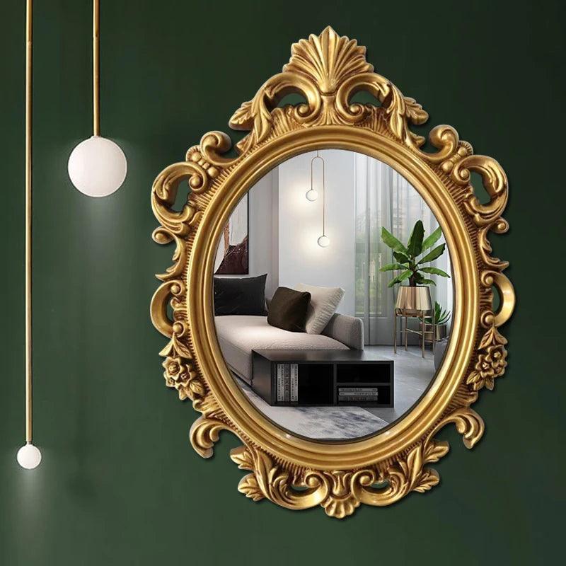Hallway Wall Mirror Circle Hanger Gold Unbreakable Mirror Bedroom Aesthetic Espejo Adhesivo Pared Home Decoration Luxury - Pacisia