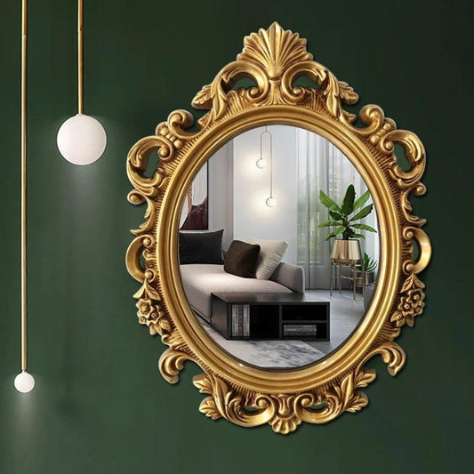Hallway Wall Mirror Circle Hanger Gold Unbreakable Mirror Bedroom Aesthetic Espejo Adhesivo Pared Home Decoration Luxury - Pacisia