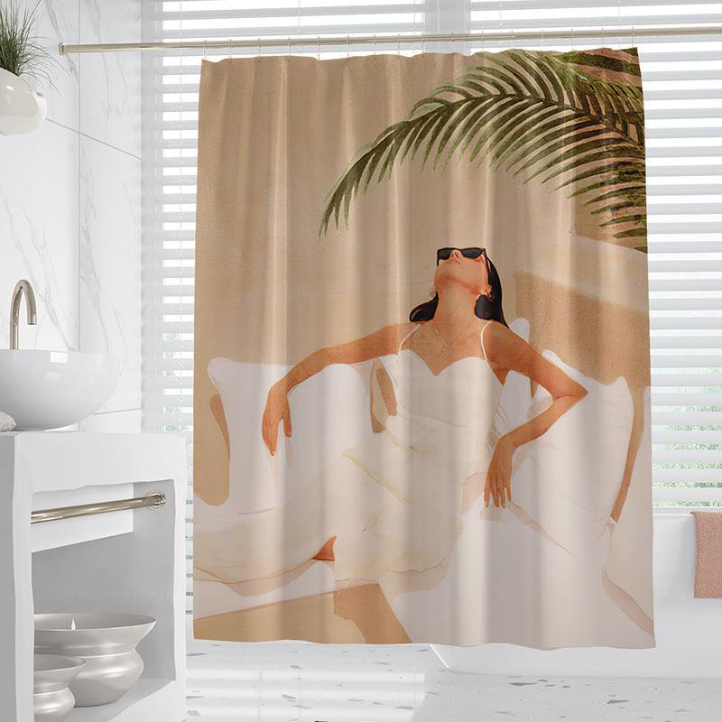 Hand Drawn Woman Geometric Line Illustration Shower Curtain - Pacisia