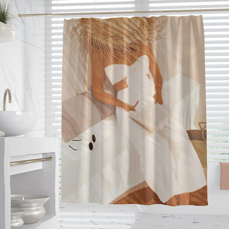 Hand Drawn Woman Geometric Line Illustration Shower Curtain - Pacisia