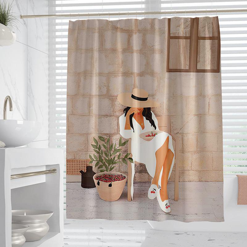 Hand Drawn Woman Geometric Line Illustration Shower Curtain - Pacisia