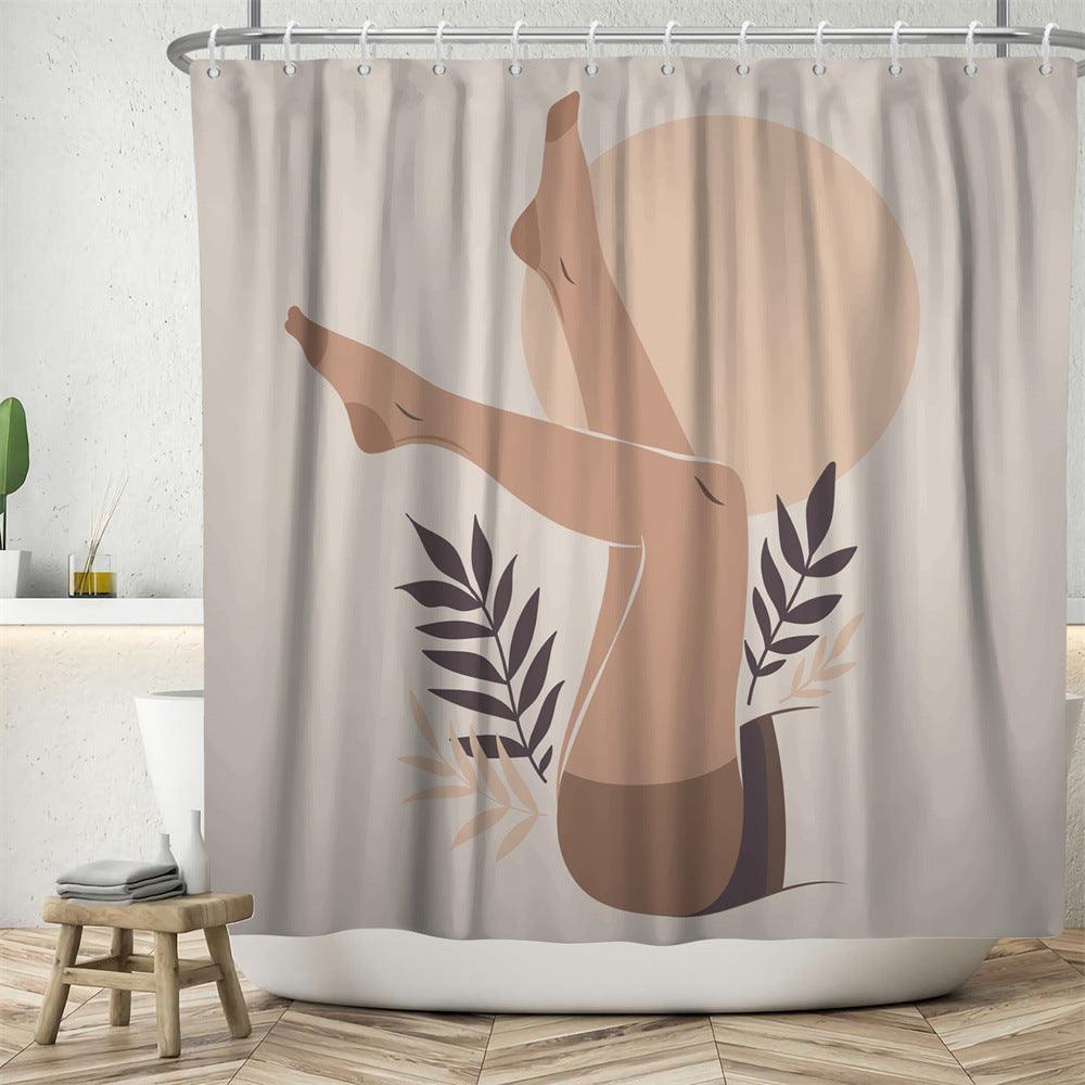 Hand Drawn Woman Geometric Line Illustration Shower Curtain - Pacisia