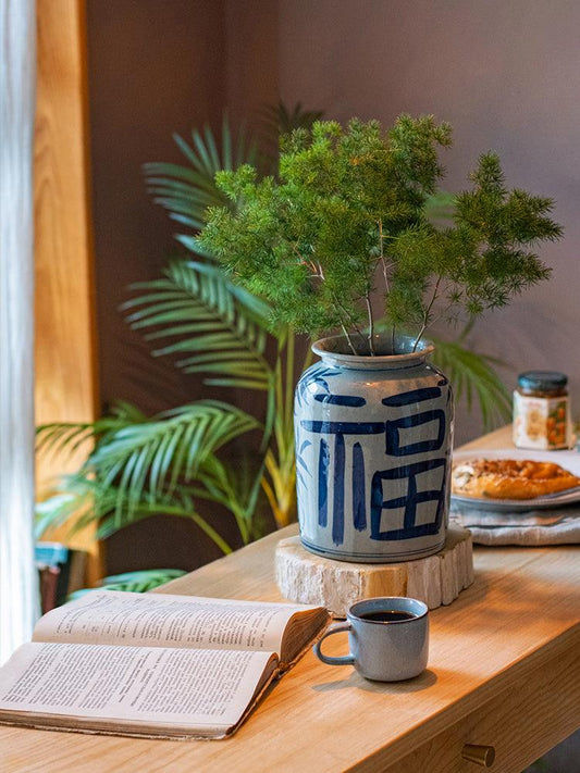 Hand-painted Blue And White Ceramic Vase Stoneware Flower Ware - Pacisia