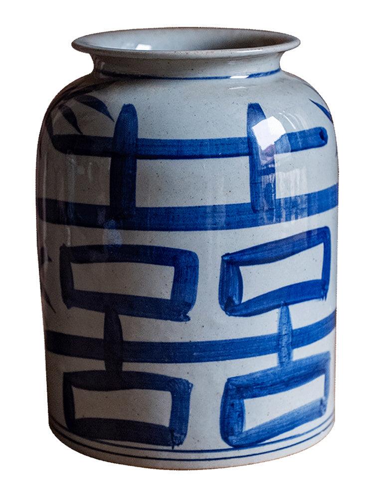 Hand-painted Blue And White Ceramic Vase Stoneware Flower Ware - Pacisia