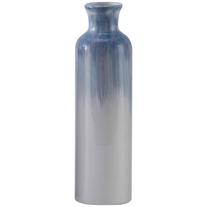 Hand Painted Blue Simple Ins Style Ceramic Decorative Vase - Pacisia