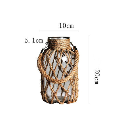 Hand-woven Hemp Rope Glass Transparent Vase - Pacisia