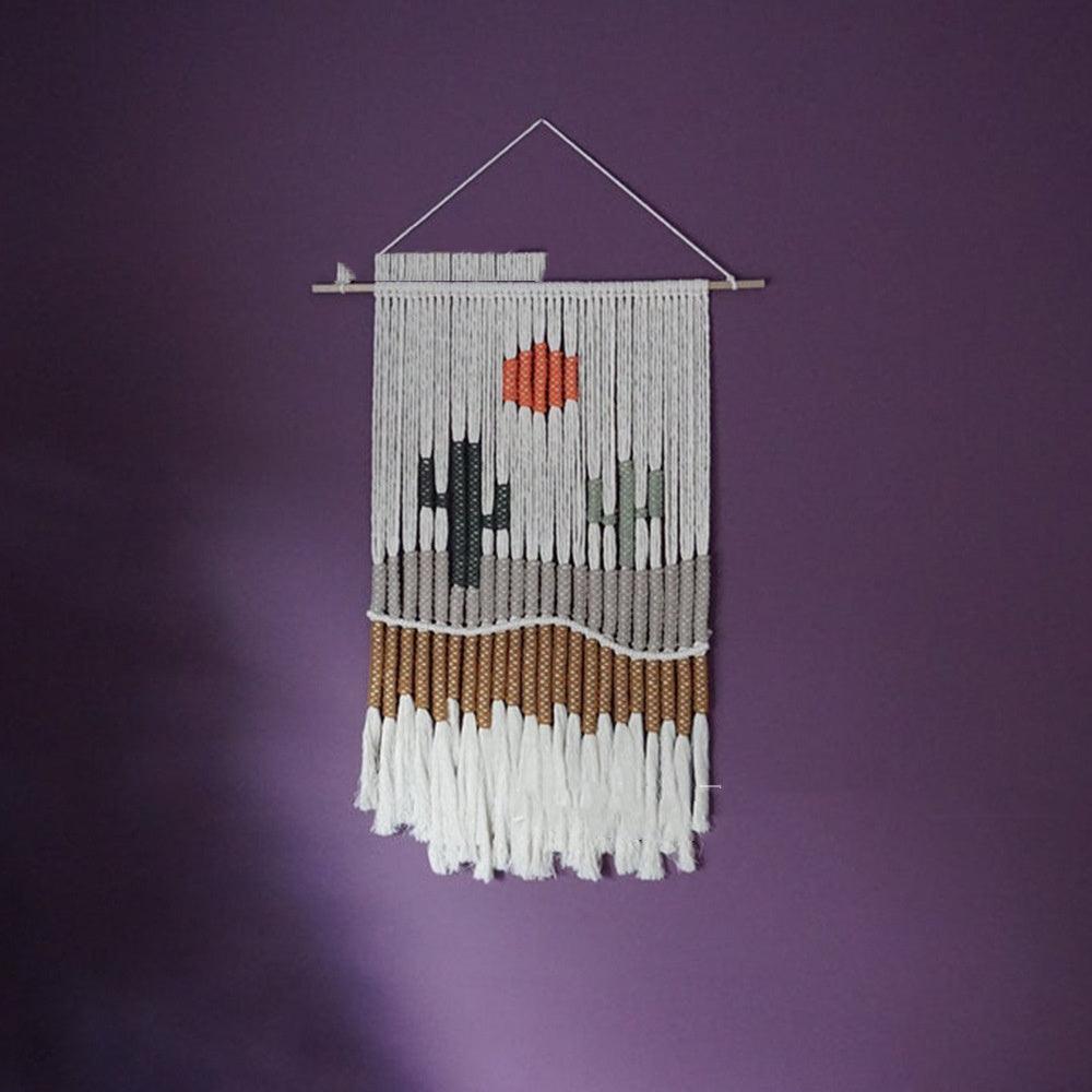 Hand Woven Tapestry Landscape Fringe Home Decor - Pacisia