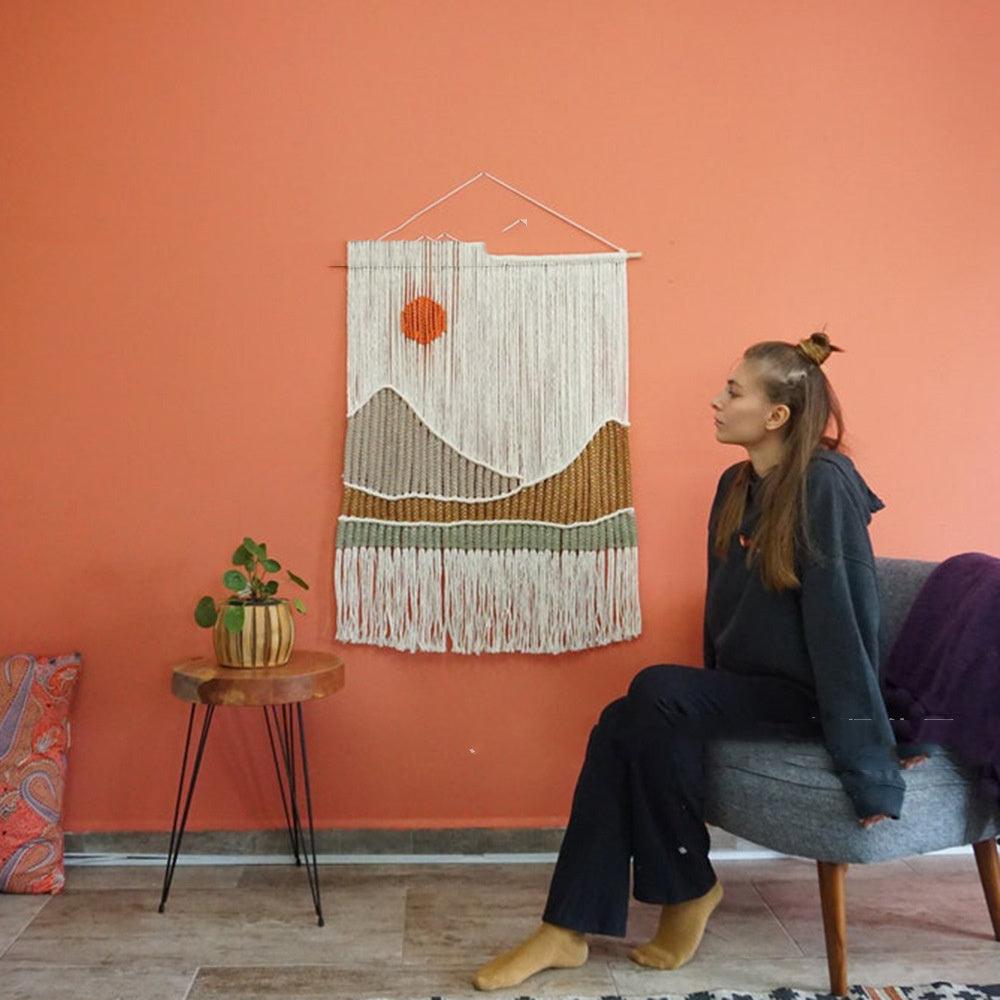 Hand Woven Tapestry Landscape Fringe Home Decor - Pacisia