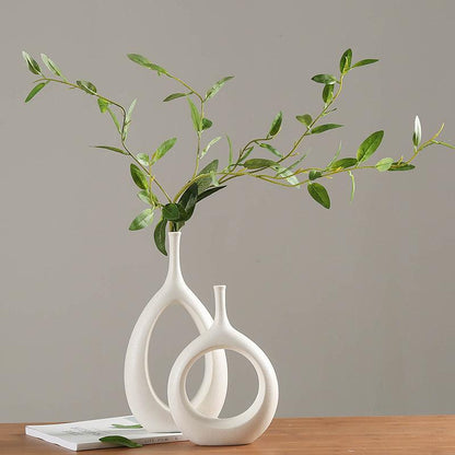 Handicraft decoration white ceramic vase - Pacisia