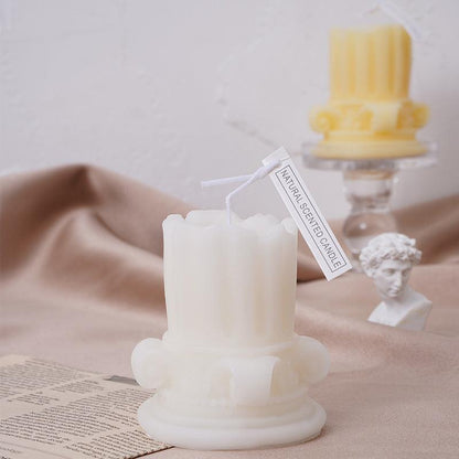 Handmade Roman Pillar Scented Candle - Elegant Soy Wax Decoration - Pacisia