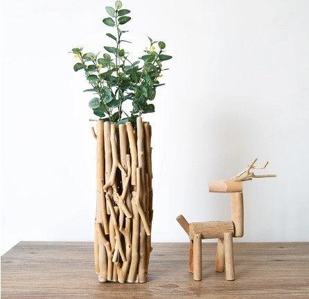 Handmade Solid Wood Geometric Vase Tabletop Ornaments For The Living Room - Pacisia