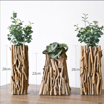 Handmade Solid Wood Geometric Vase Tabletop Ornaments For The Living Room - Pacisia