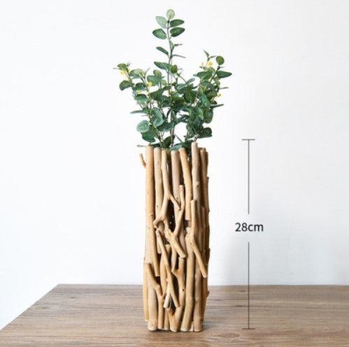 Handmade Solid Wood Geometric Vase Tabletop Ornaments For The Living Room - Pacisia