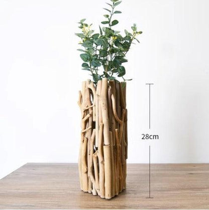 Handmade Solid Wood Geometric Vase Tabletop Ornaments For The Living Room - Pacisia