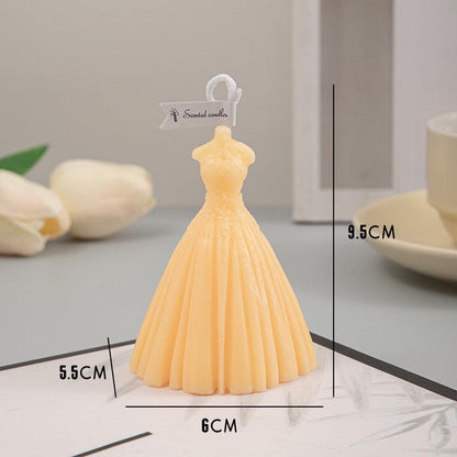 Handmade Wedding Dress Shaped Aromatic Candle - Elegant Paraffin Wax Decor - Pacisia