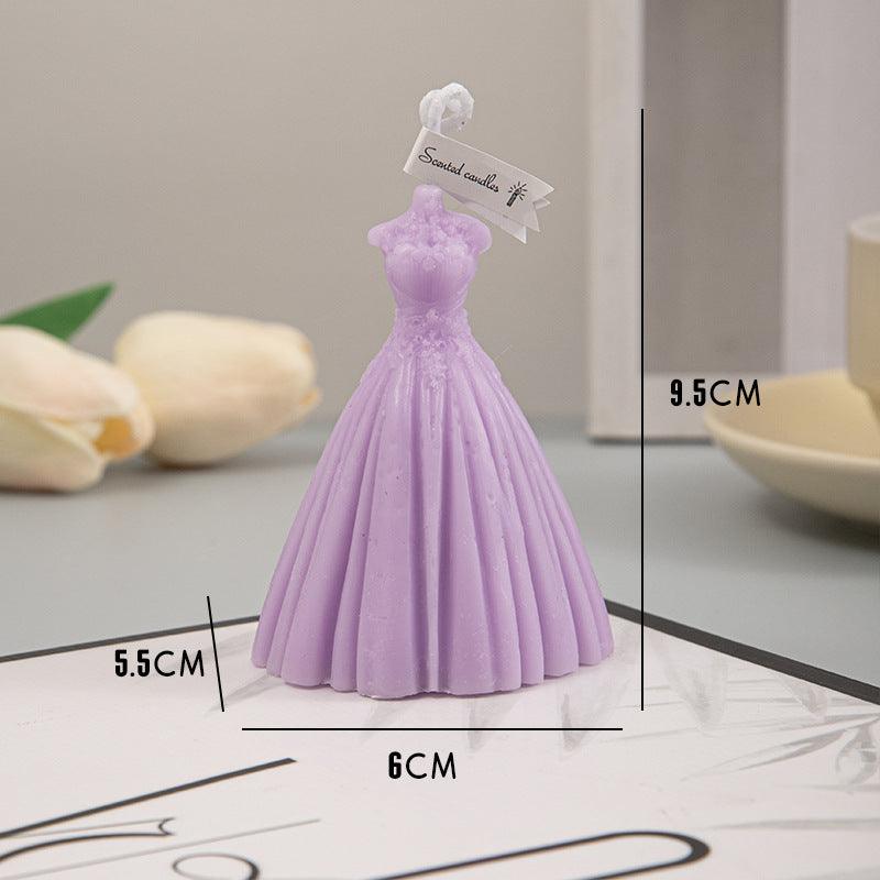 Handmade Wedding Dress Shaped Aromatic Candle - Elegant Paraffin Wax Decor - Pacisia