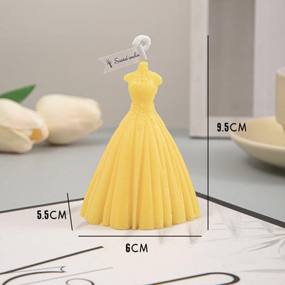 Handmade Wedding Dress Shaped Aromatic Candle - Elegant Paraffin Wax Decor - Pacisia