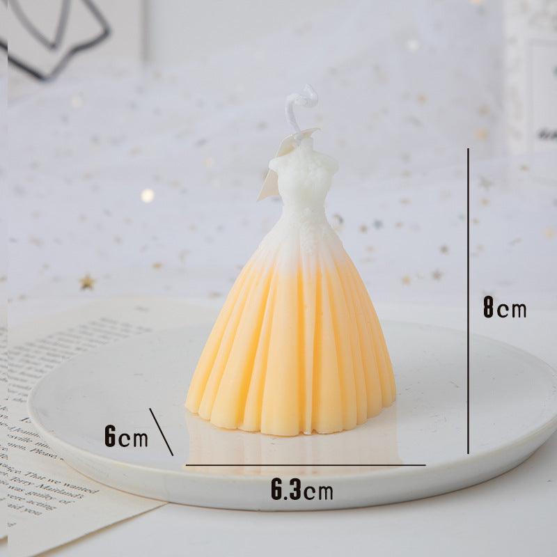 Handmade Wedding Dress Shaped Aromatic Candle - Elegant Paraffin Wax Decor - Pacisia