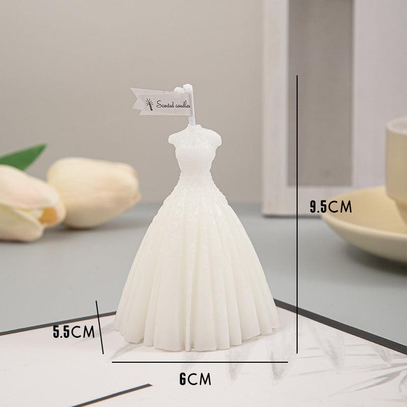 Handmade Wedding Dress Shaped Aromatic Candle - Elegant Paraffin Wax Decor - Pacisia