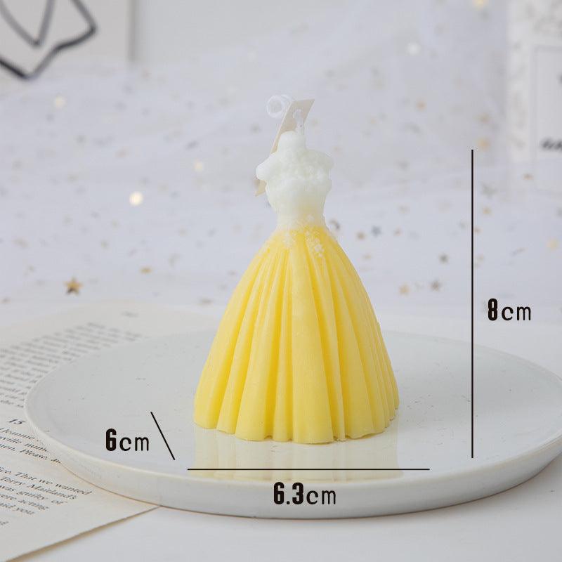 Handmade Wedding Dress Shaped Aromatic Candle - Elegant Paraffin Wax Decor - Pacisia