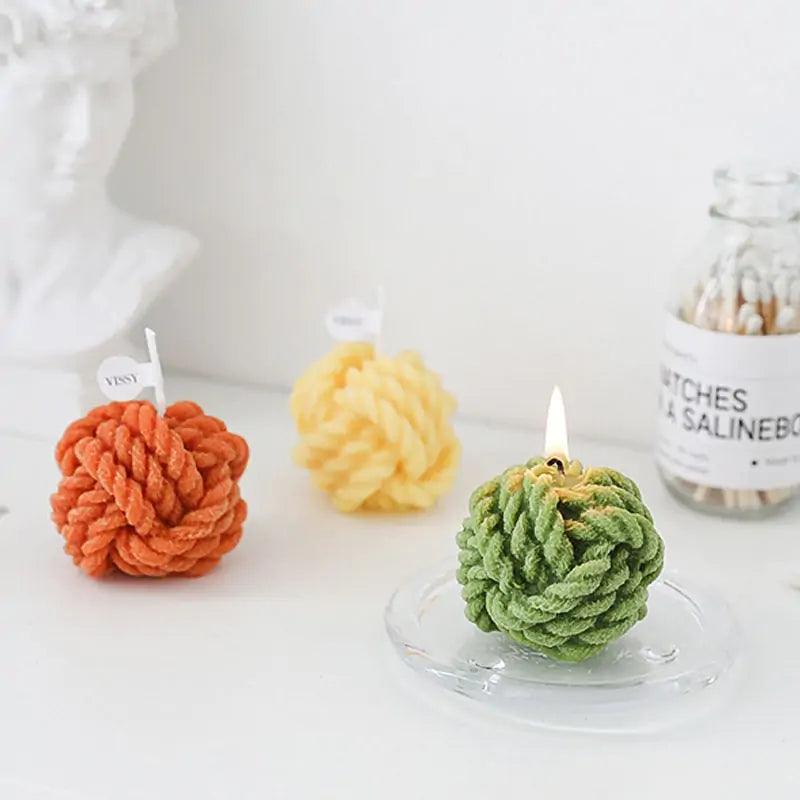 Handmade Wool Ball Shaped Scented Candle - Aromatherapy & Home Decor - Pacisia