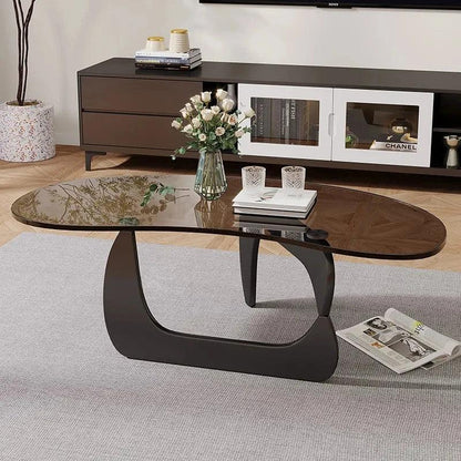 Nordic Tea Table Tempered Glass Oval Minimalist Fashion Living Room Design Creative Small Apartment Coffee Tables Desk Furniture - Pacisia