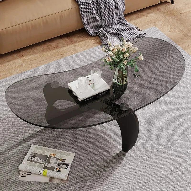 Nordic Tea Table Tempered Glass Oval Minimalist Fashion Living Room Design Creative Small Apartment Coffee Tables Desk Furniture - Pacisia