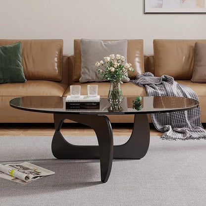 Nordic Tea Table Tempered Glass Oval Minimalist Fashion Living Room Design Creative Small Apartment Coffee Tables Desk Furniture - Pacisia